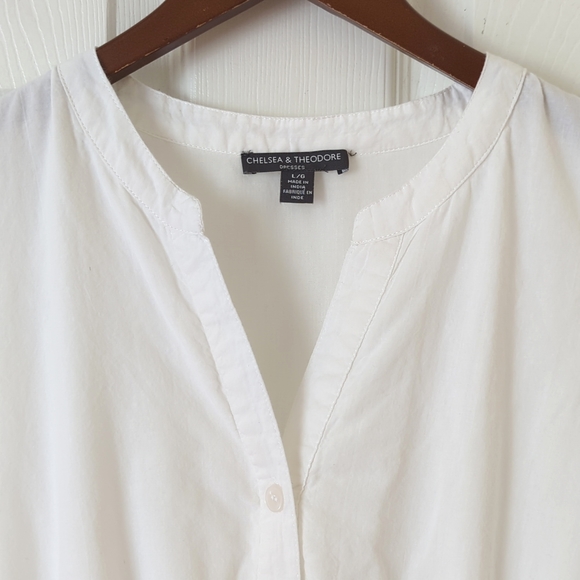 Chelsea & Theodore Flowy Sleeveless Button Front A-Line Midi Dress White Large - Picture 3 of 14